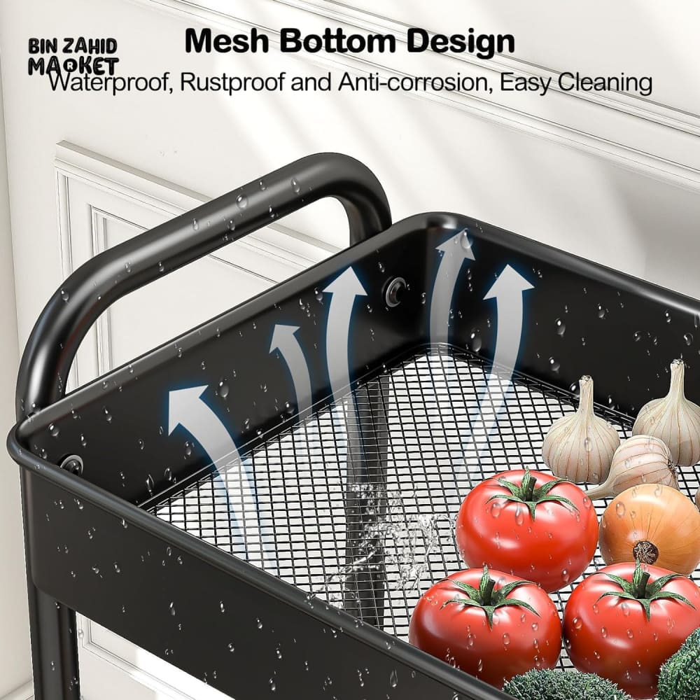 LUXURY SPACE-SAVING ROLLING RACK – 3-TIER SLIDE-OUT TROLLEY FOR KITCHEN BATH & LAUNDRY - Image 10