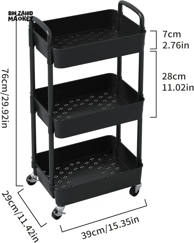 LUXURY SPACE-SAVING ROLLING RACK – 3-TIER SLIDE-OUT TROLLEY FOR KITCHEN BATH & LAUNDRY - Image 14