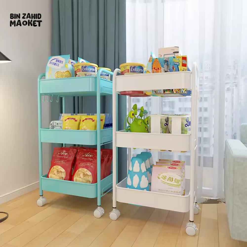 LUXURY SPACE-SAVING ROLLING RACK – 3-TIER SLIDE-OUT TROLLEY FOR KITCHEN BATH & LAUNDRY - Image 2