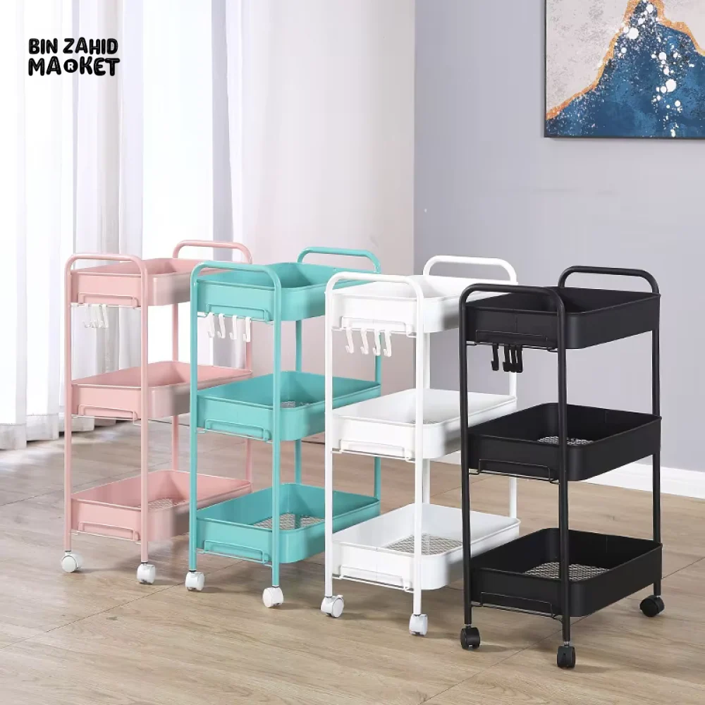 LUXURY SPACE-SAVING ROLLING RACK – 3-TIER SLIDE-OUT TROLLEY FOR KITCHEN BATH & LAUNDRY - Image 3