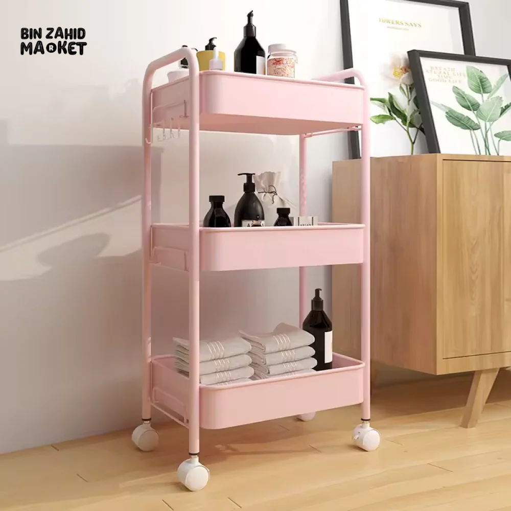 LUXURY SPACE-SAVING ROLLING RACK – 3-TIER SLIDE-OUT TROLLEY FOR KITCHEN BATH & LAUNDRY - Image 4