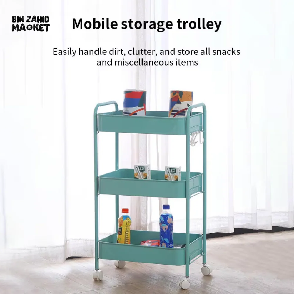 LUXURY SPACE-SAVING ROLLING RACK – 3-TIER SLIDE-OUT TROLLEY FOR KITCHEN BATH & LAUNDRY - Image 7