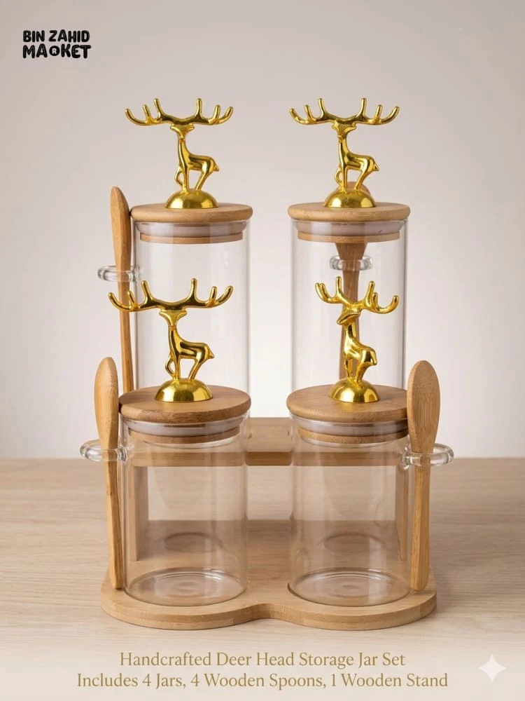 MAJESTIC REINDEER GLASS JARS SET - 4 PIECES STAIRS - Image 2