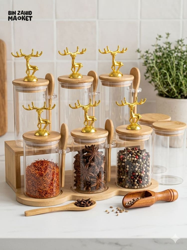 MAJESTIC REINDEER GLASS JARS SET - 6 PIECES STAIRS - Image 2