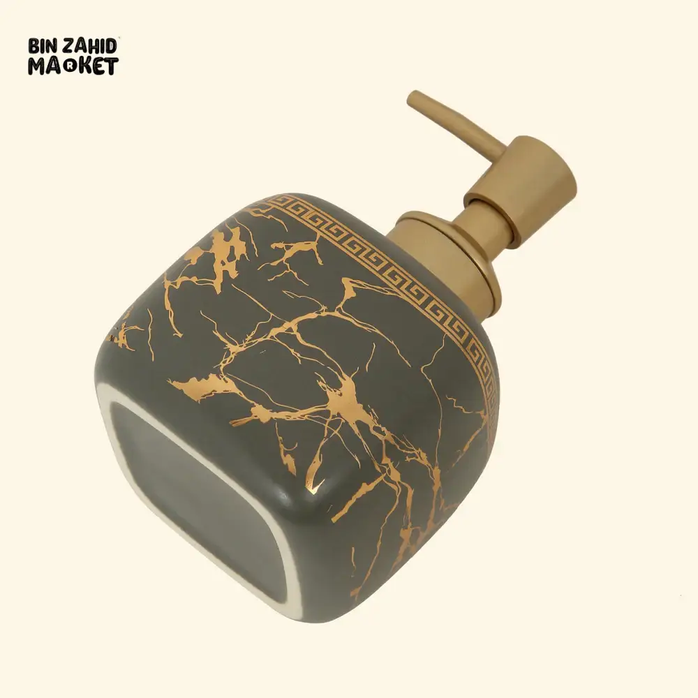 MARBLE SOAP DISPENSER LUXURY BATHROOM COUNTERTOP ACCESSORY - GREY - Image 2