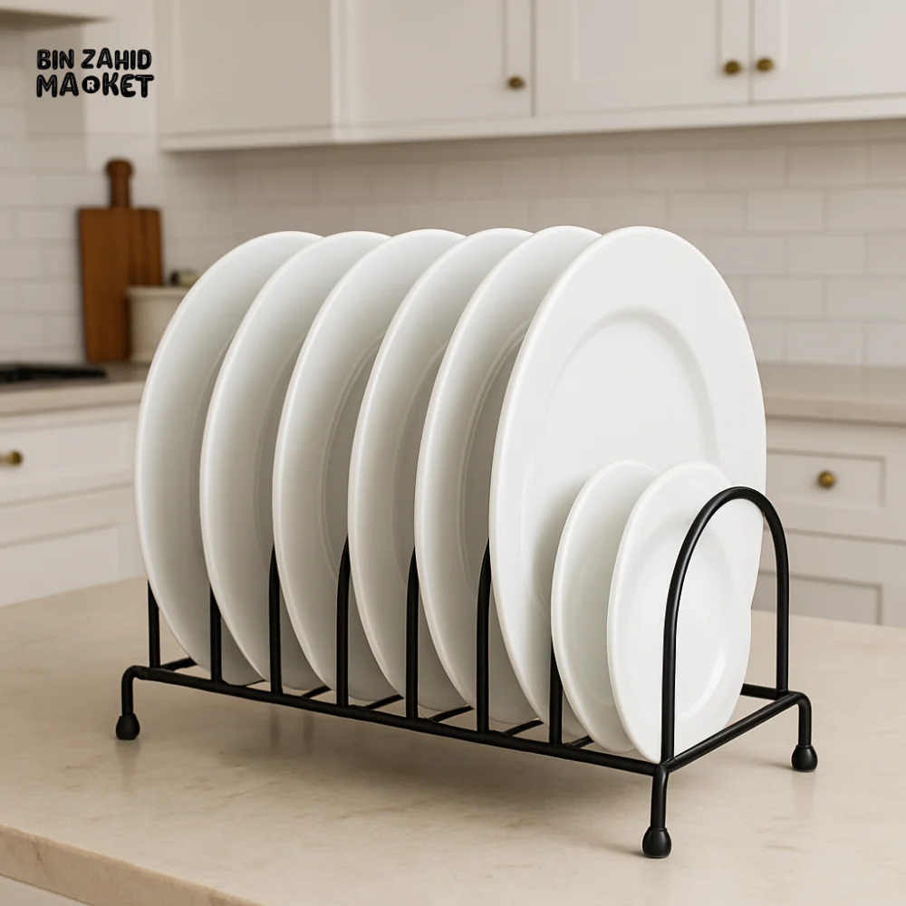 METAL PLATE RACK ORGANIZER – COUNTERTOP DISH HOLDER FOR KITCHEN