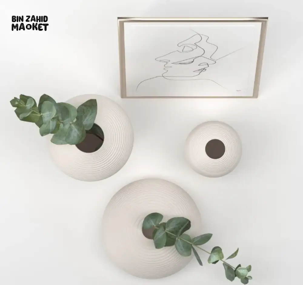 MINIMALIST HANDMADE ZEN VASE WHITE CERAMIC ART DECOR - Image 3