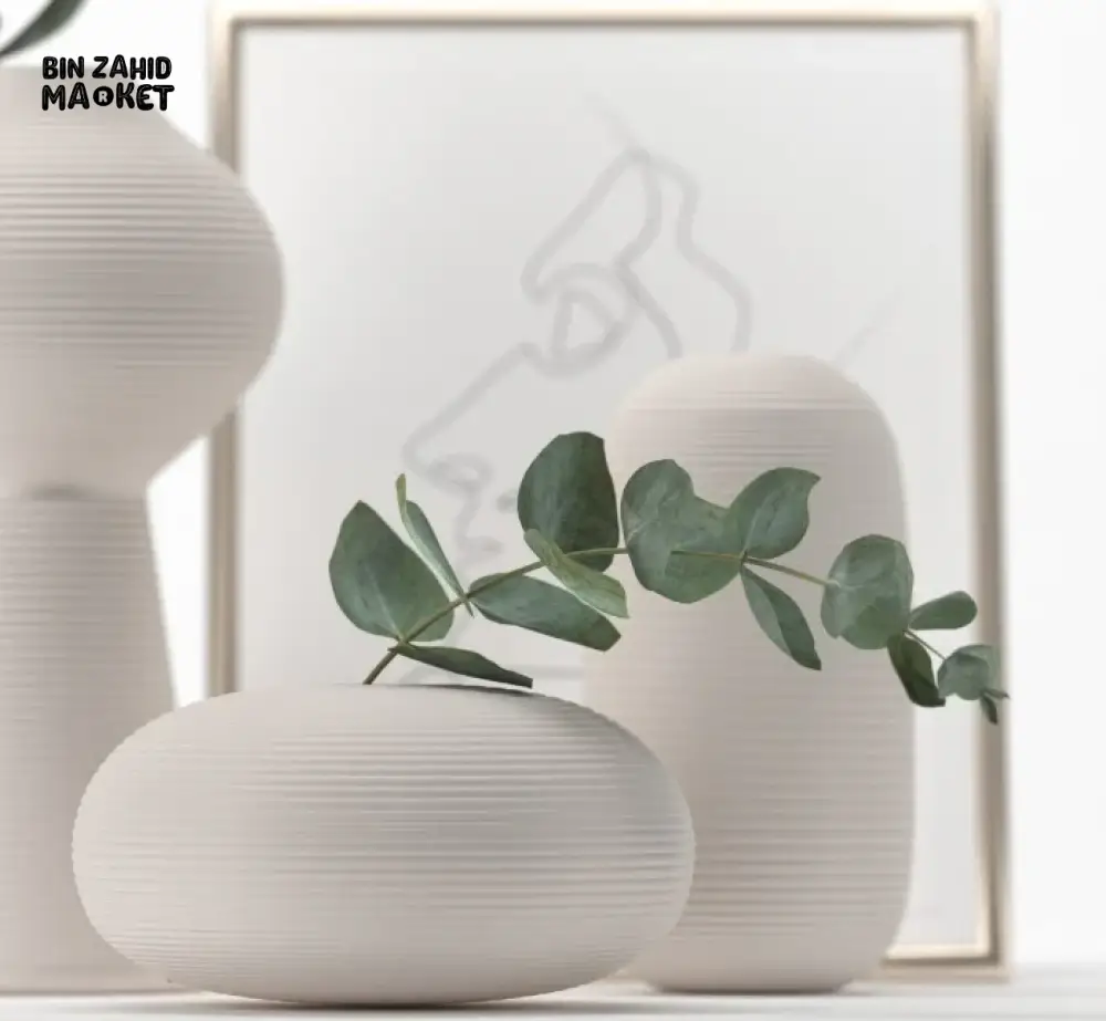 MINIMALIST HANDMADE ZEN VASE WHITE CERAMIC ART DECOR - Image 4