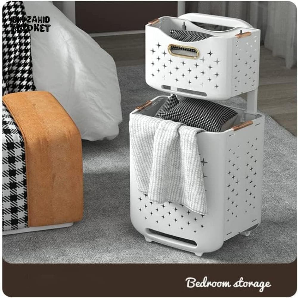 MODERN 2-TIERS BASKETS WITH WHEEL STORAGE CART - Image 4
