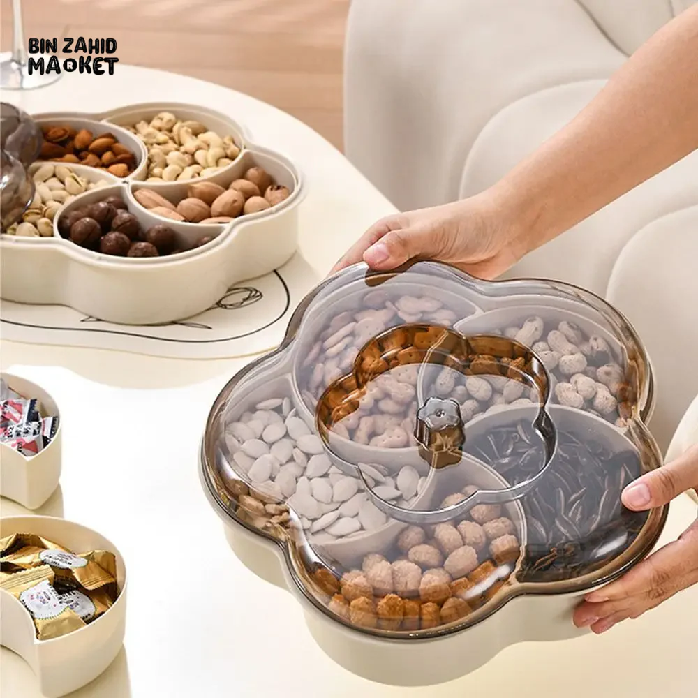 MODERN 5-COMPARTMENT SERVING TRAY WITH LIDS DUST-PROOF & DIVIDED PLATTER BOX LARGE CAPACITY SNACK & CONDIMENT ORGANIZER - Image 10
