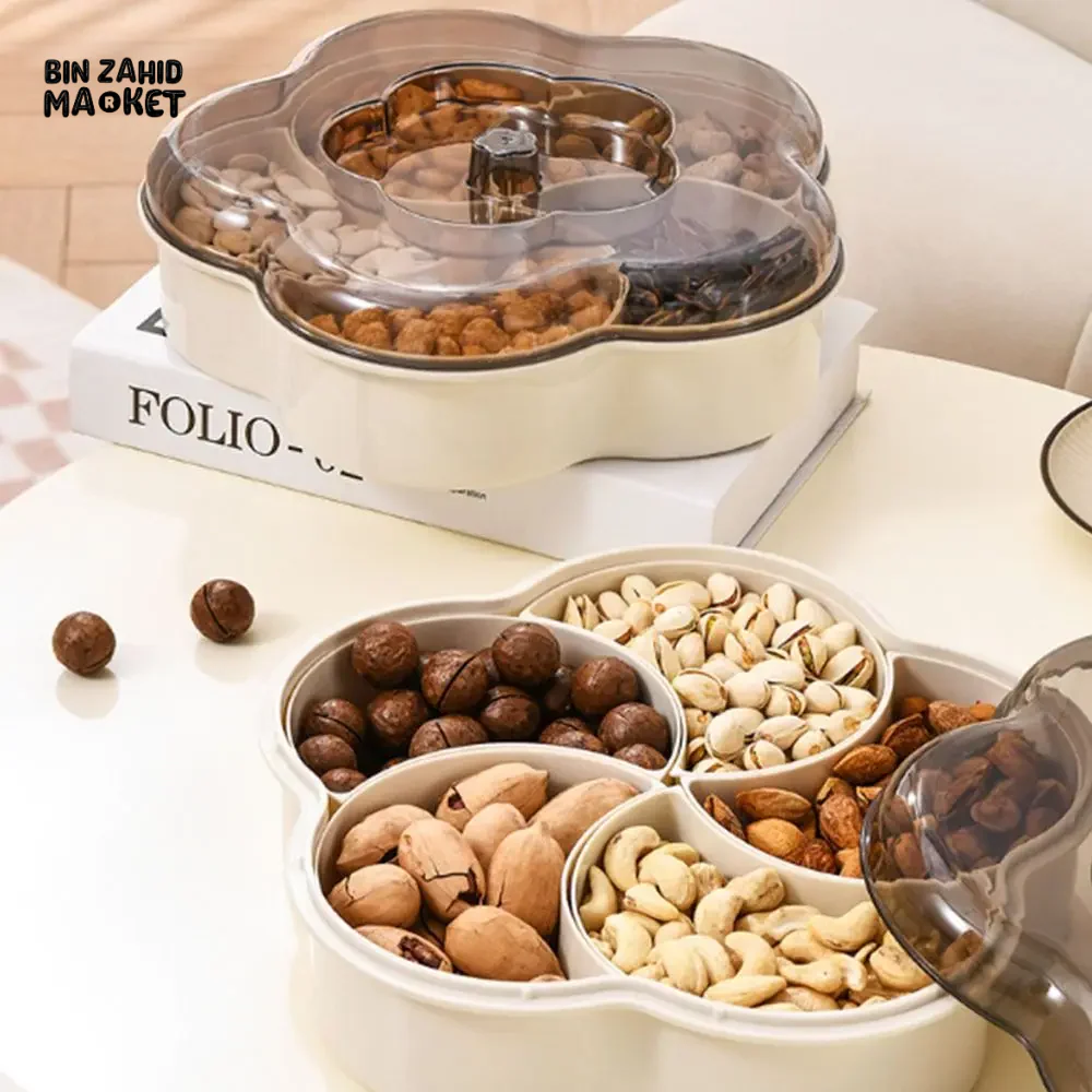 MODERN 5-COMPARTMENT SERVING TRAY WITH LIDS DUST-PROOF & DIVIDED PLATTER BOX LARGE CAPACITY SNACK & CONDIMENT ORGANIZER - Image 2