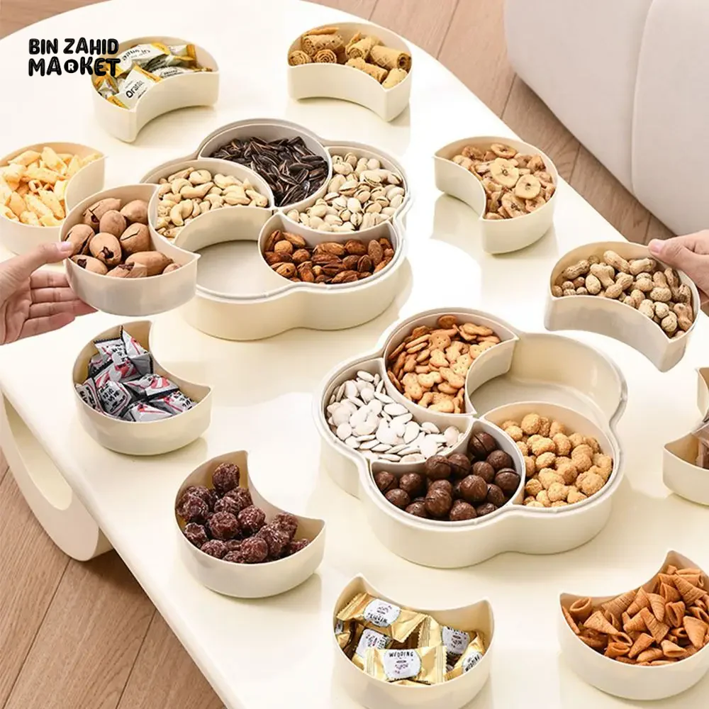 MODERN 5-COMPARTMENT SERVING TRAY WITH LIDS DUST-PROOF & DIVIDED PLATTER BOX LARGE CAPACITY SNACK & CONDIMENT ORGANIZER - Image 3