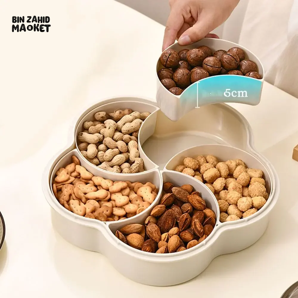 MODERN 5-COMPARTMENT SERVING TRAY WITH LIDS DUST-PROOF & DIVIDED PLATTER BOX LARGE CAPACITY SNACK & CONDIMENT ORGANIZER - Image 4