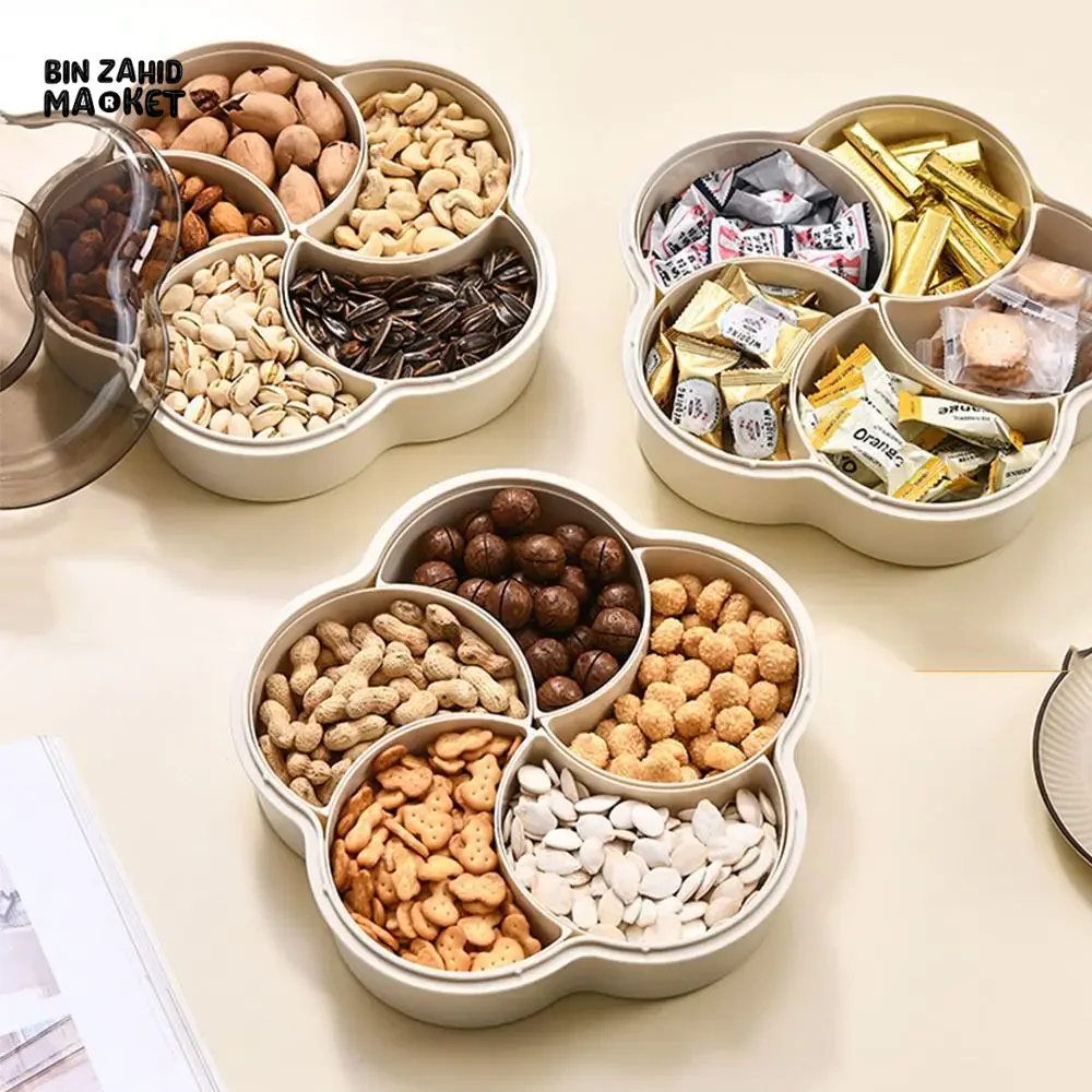 MODERN 5-COMPARTMENT SERVING TRAY WITH LIDS DUST-PROOF & DIVIDED PLATTER BOX LARGE CAPACITY SNACK & CONDIMENT ORGANIZER - Image 7