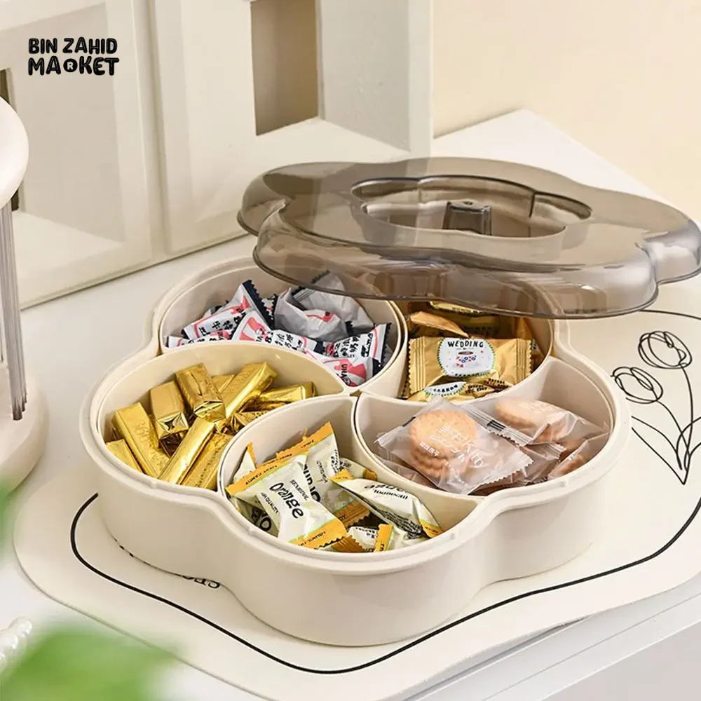 MODERN 5-COMPARTMENT SERVING TRAY WITH LIDS DUST-PROOF & DIVIDED PLATTER BOX LARGE CAPACITY SNACK & CONDIMENT ORGANIZER - Image 9