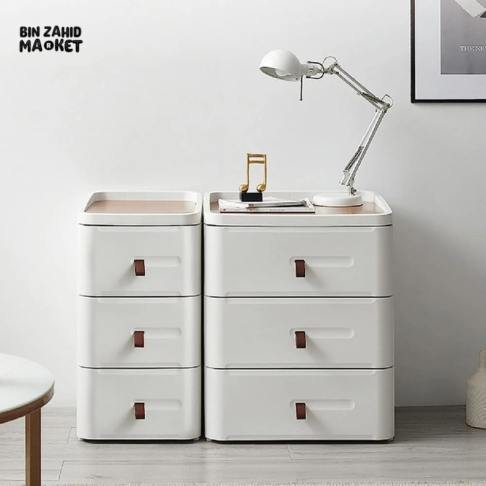 MODERN BEDSIDE TABLE WITH MULTIPLE DRAWERS – SPACE-SAVING BEDROOM STORAGE CABINET - 35.5CM - Image 4