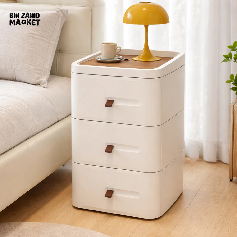 MODERN BEDSIDE TABLE WITH MULTIPLE DRAWERS – SPACE-SAVING BEDROOM STORAGE CABINET - 54CM - Image 2