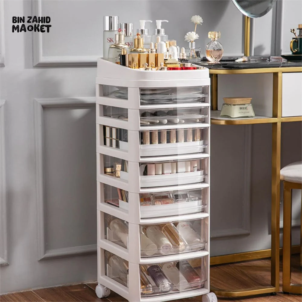 MODERN COSMETIC & MAKEUP ORGAZNIZER CART WITH HANDLE & LOCKABLE WHEELS - Image 2