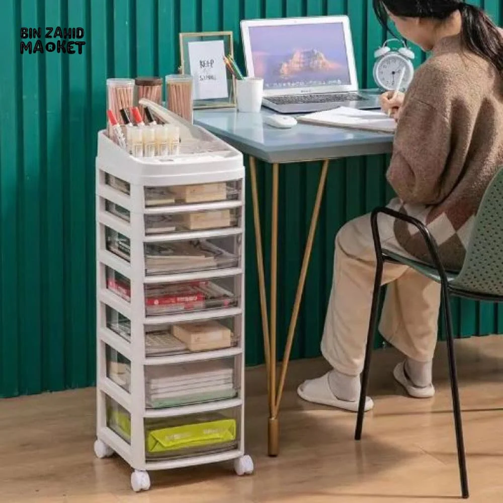 MODERN COSMETIC & MAKEUP ORGAZNIZER CART WITH HANDLE & LOCKABLE WHEELS - Image 4