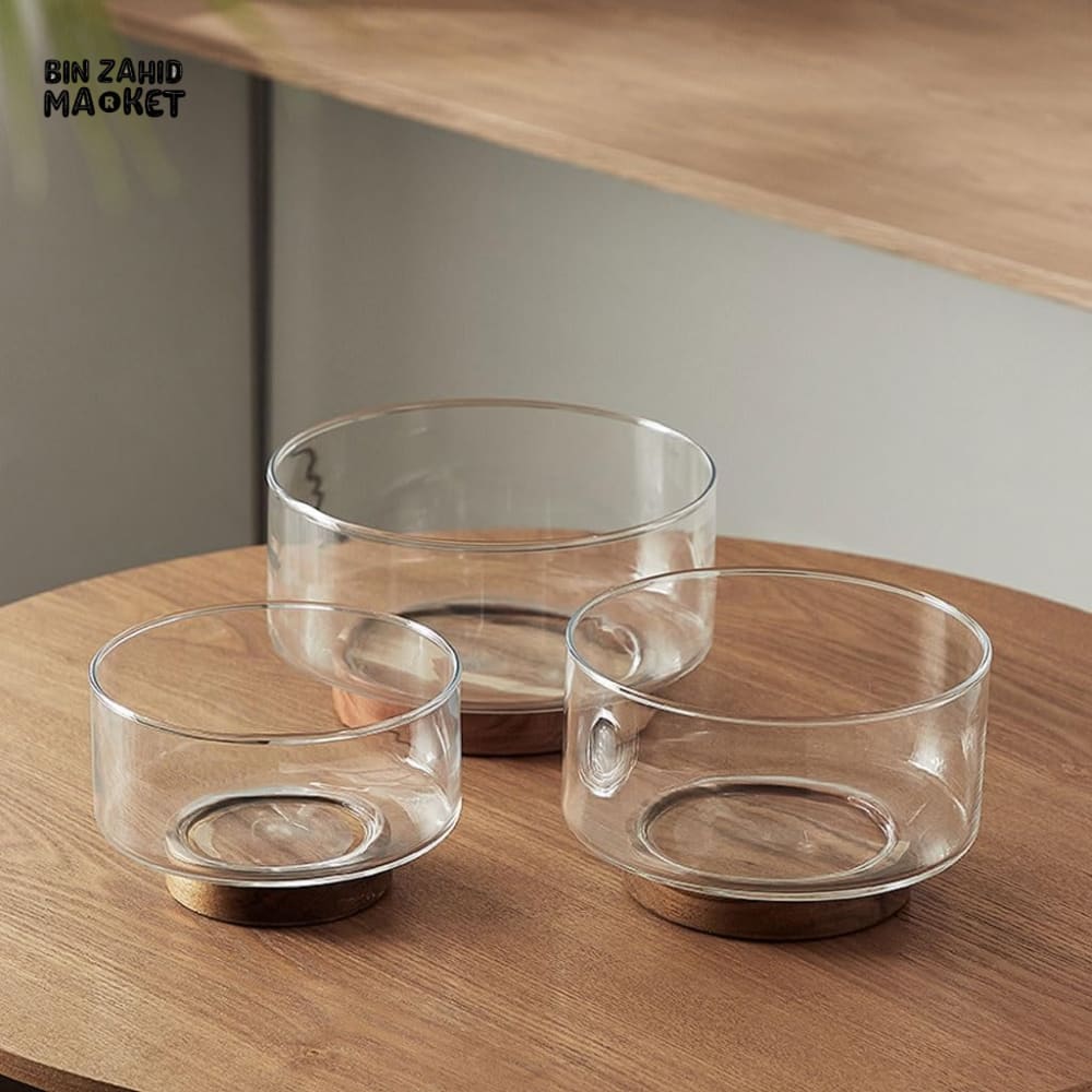 MODERN GLASS BOWL WITH PREMIUM WOODEN BASE - Image 4