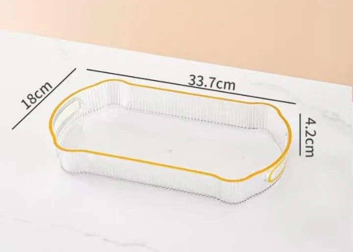 MODERN LUXURY KITCHEN TRAY – TRANSPARENT GLASS WITH GOLD BORDER - Image 2