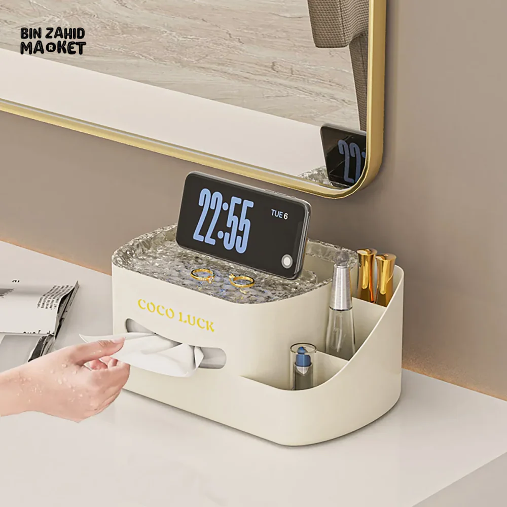 MODERN MAKEUP ORGANIZER – COSMETIC DISPLAY WITH TISSUE BOX & DESK STORAGE - Image 6