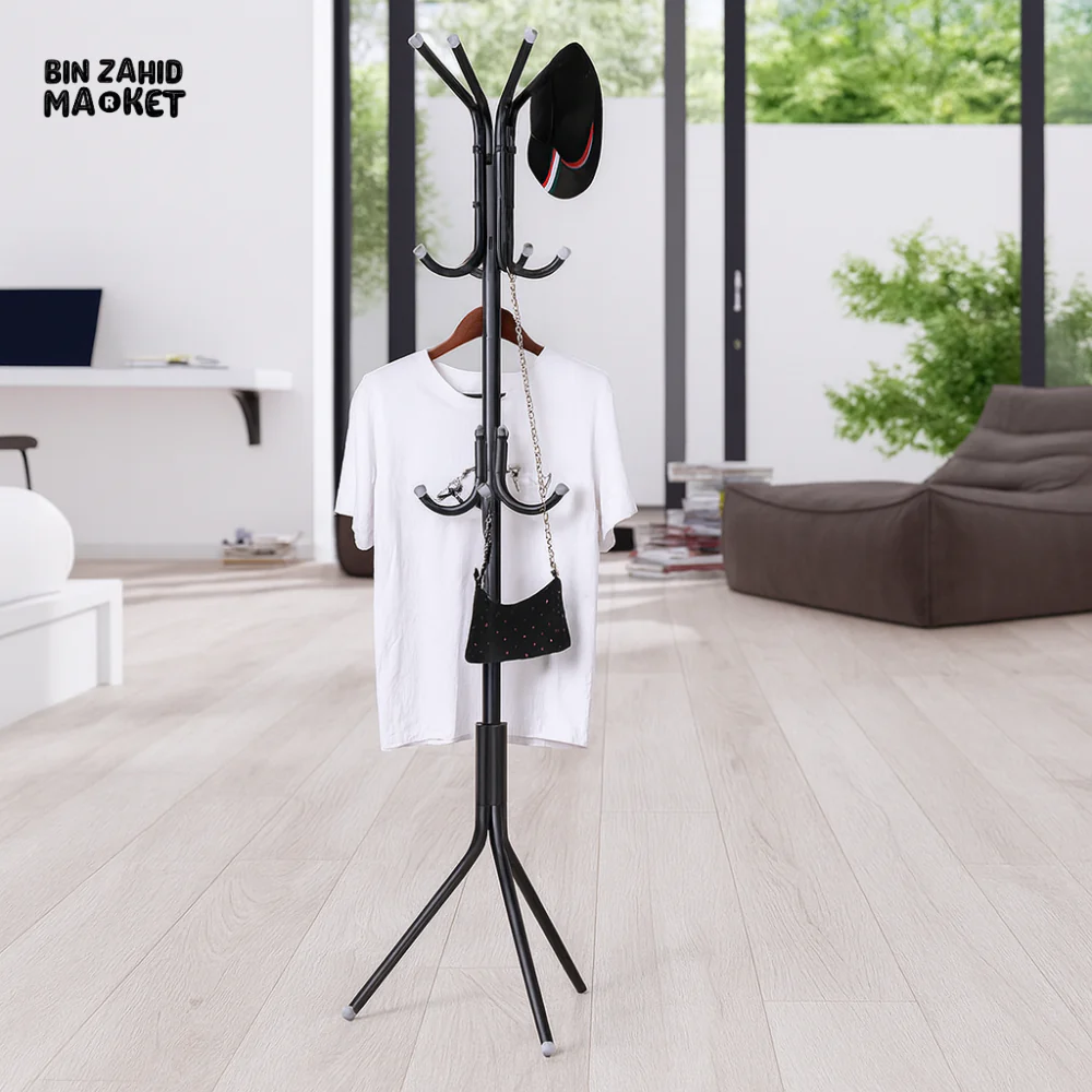 MODERN METAL COAT STAND – MULTI-LAYER HOOK DESIGN FOR LIVING ROOM & BEDROOM