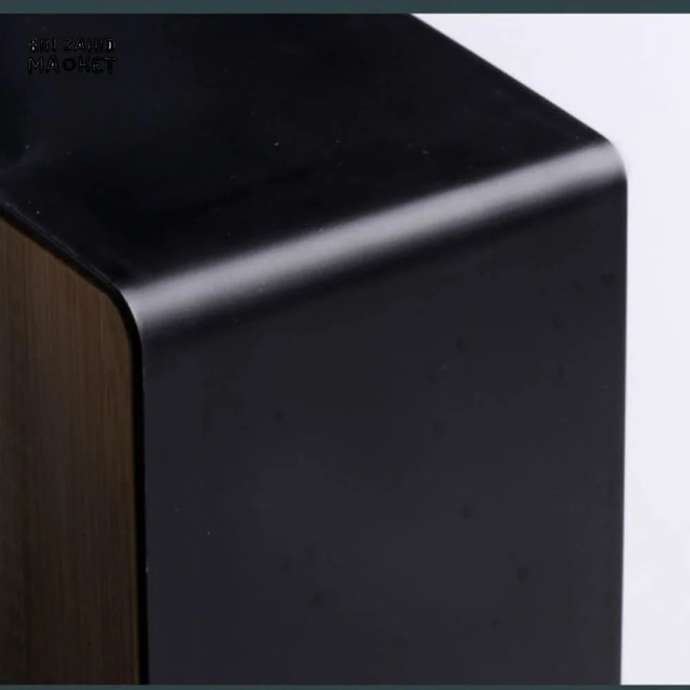 MODERN TISSUE HOLDER BLACK – DURABLE CONTAINER WITH BAMBOO LID DESKTOP PAPER BOX FOR HOME OFFICE HOTEL - Image 7