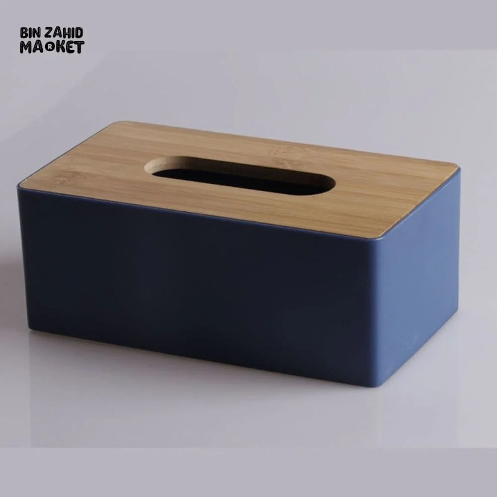 MODERN TISSUE HOLDER BLACK – DURABLE CONTAINER WITH BAMBOO LID DESKTOP PAPER BOX FOR HOME OFFICE HOTEL - Image 9