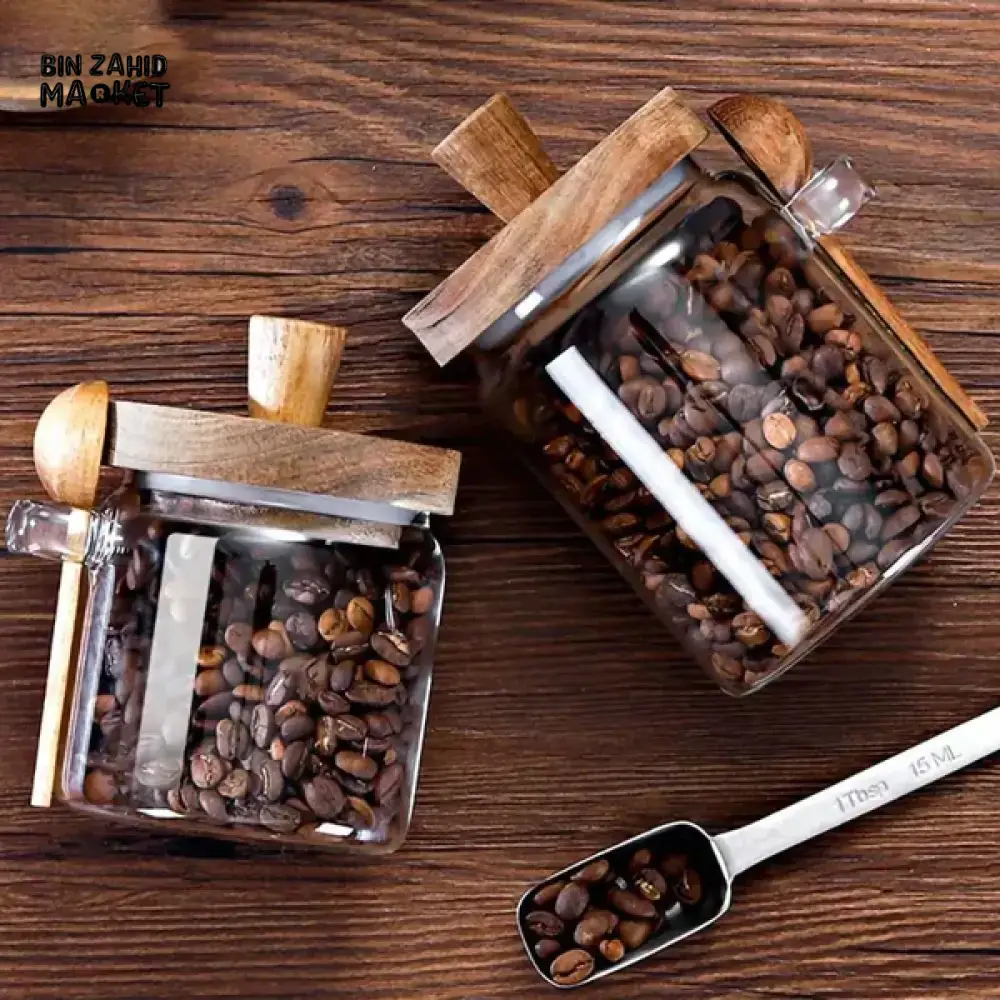 MOISTURE-RESISTANT GLASS CANISTER – WOODEN LID & SPOON FOR KITCHEN STORAGE - Image 8