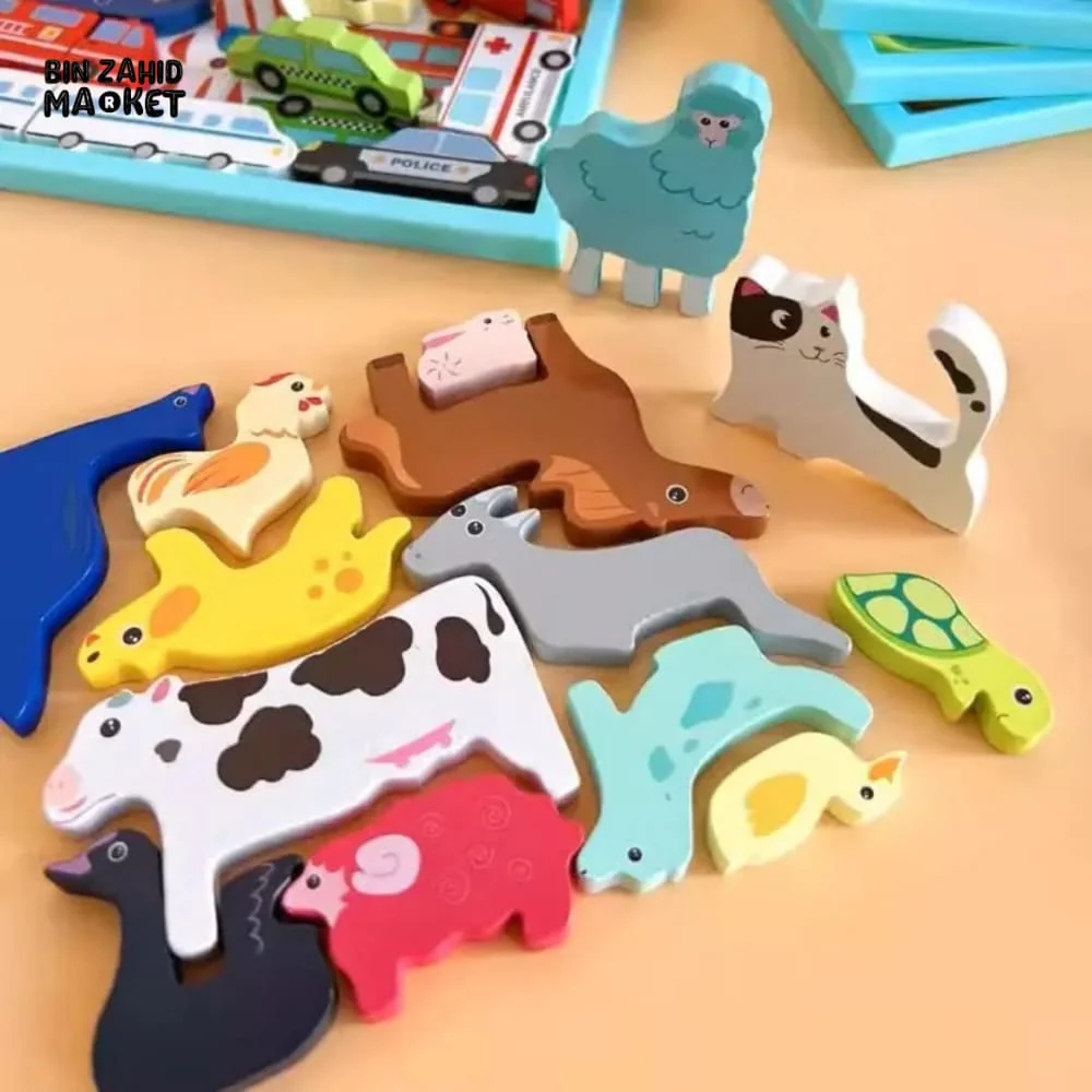 MONTESSORI 3D WOODEN ANIMAL PUZZLE TOY – EARLY EDUCATION TODDLER BLOCK SET - Image 4