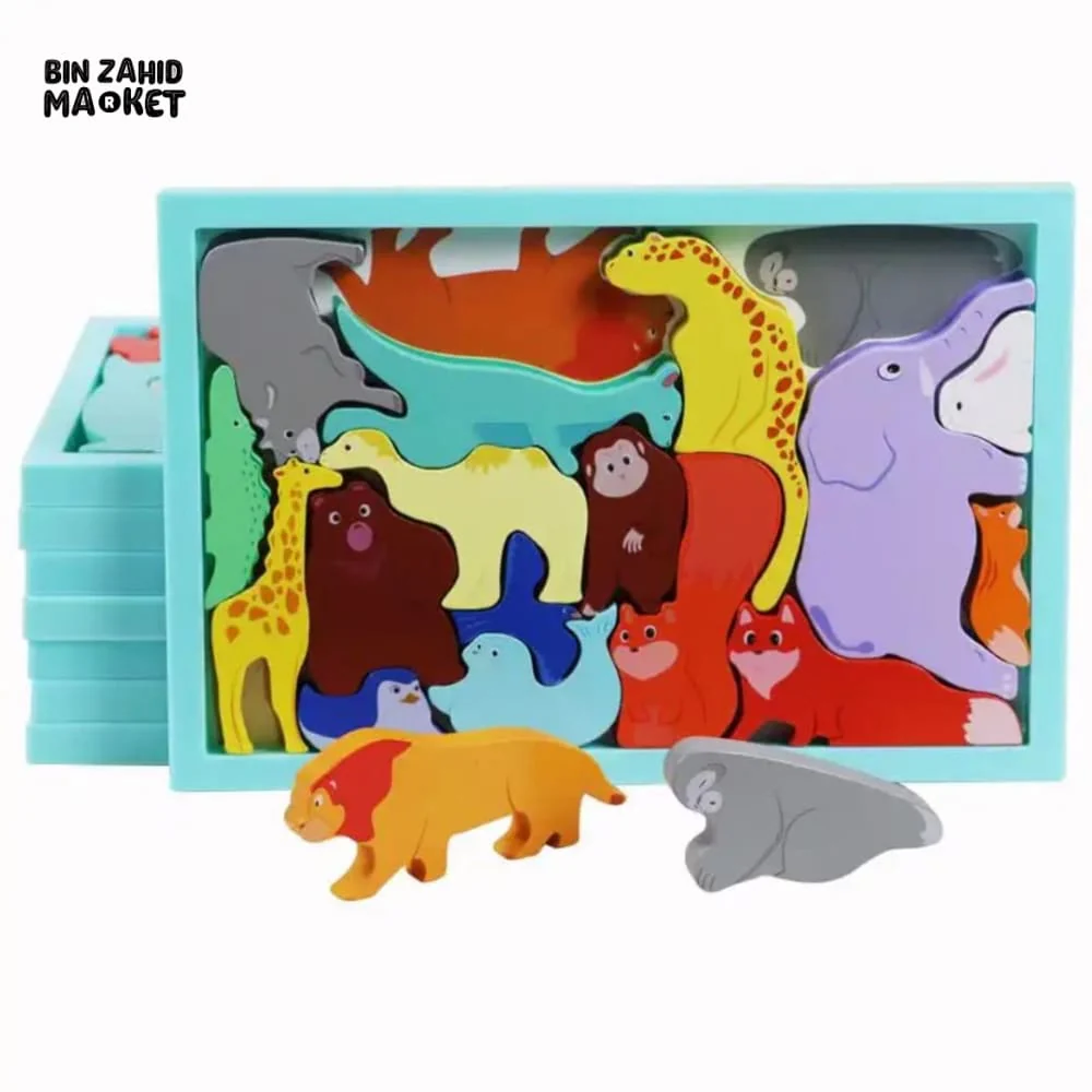 MONTESSORI 3D WOODEN ANIMAL PUZZLE TOY – EARLY EDUCATION TODDLER BLOCK SET - Image 6