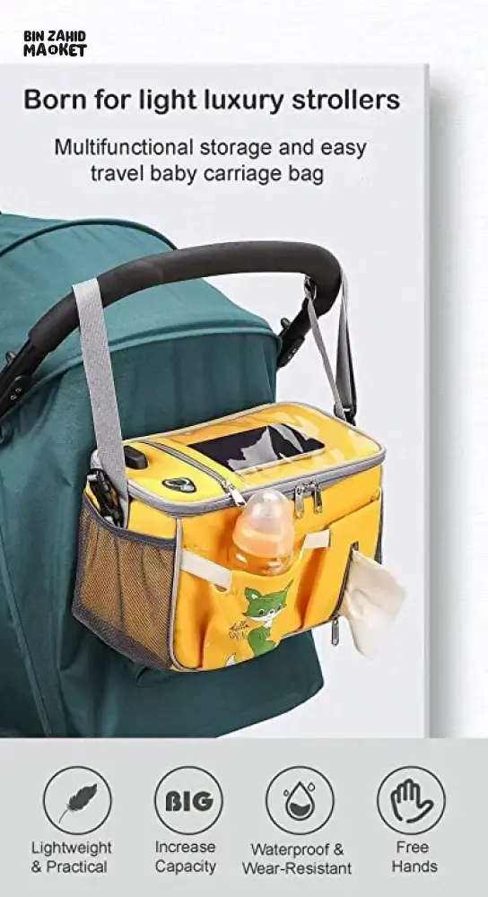 MULTI-FUNCTION DIAPER BAG ORGANIZER – STROLLER ATTACHABLE BABY TRAVEL BAG - GREEN - Image 13