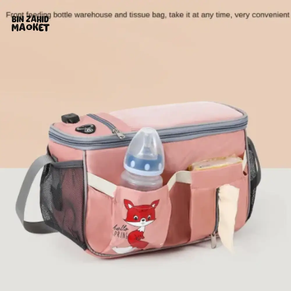 MULTI-FUNCTION DIAPER BAG ORGANIZER – STROLLER ATTACHABLE BABY TRAVEL BAG - GREY - Image 10
