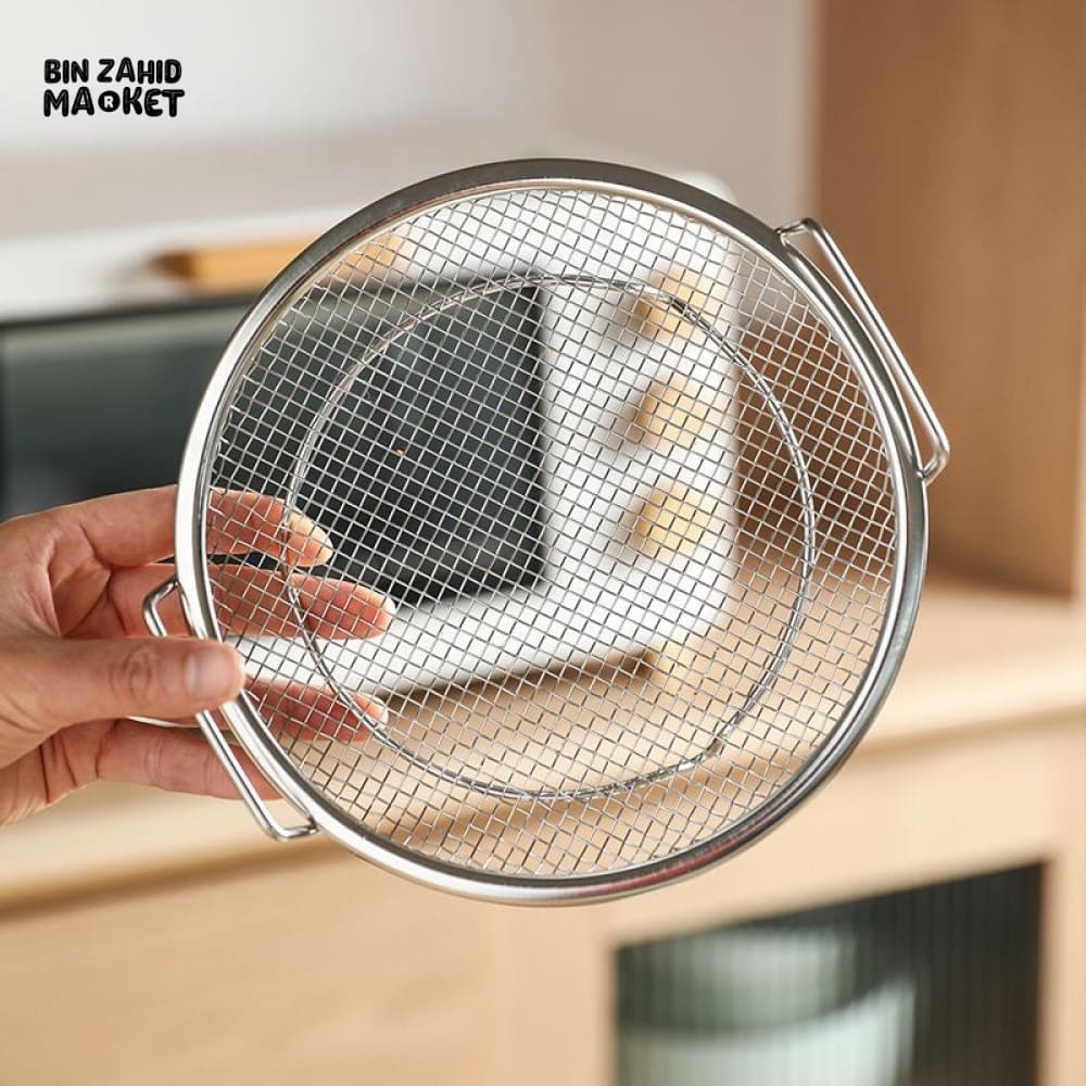 MULTI-PURPOSE STAINLESS STEEL OIL DRAINING TRAY – AIR FRYER MESH PAN & FRIED FOOD STRAINER - Image 4