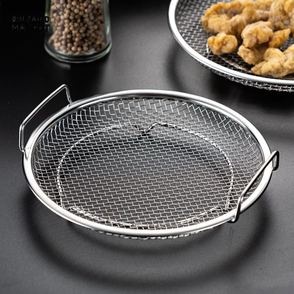 MULTI-PURPOSE STAINLESS STEEL OIL DRAINING TRAY – AIR FRYER MESH PAN & FRIED FOOD STRAINER - Image 5