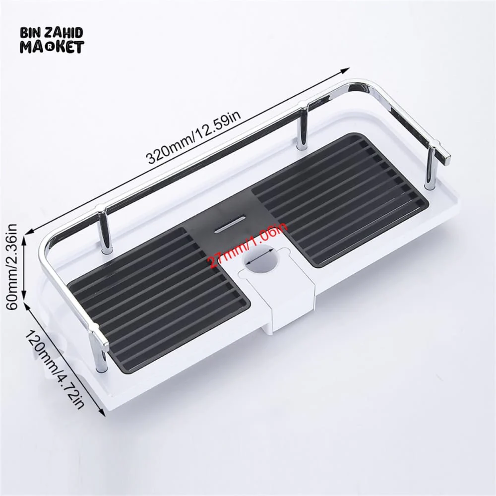 MULTIFUNCTION BATHROOM ORGANIZER LIFTING ROD SOAP HOLDER SHOWER SHELF STORAGE RACK - Image 4