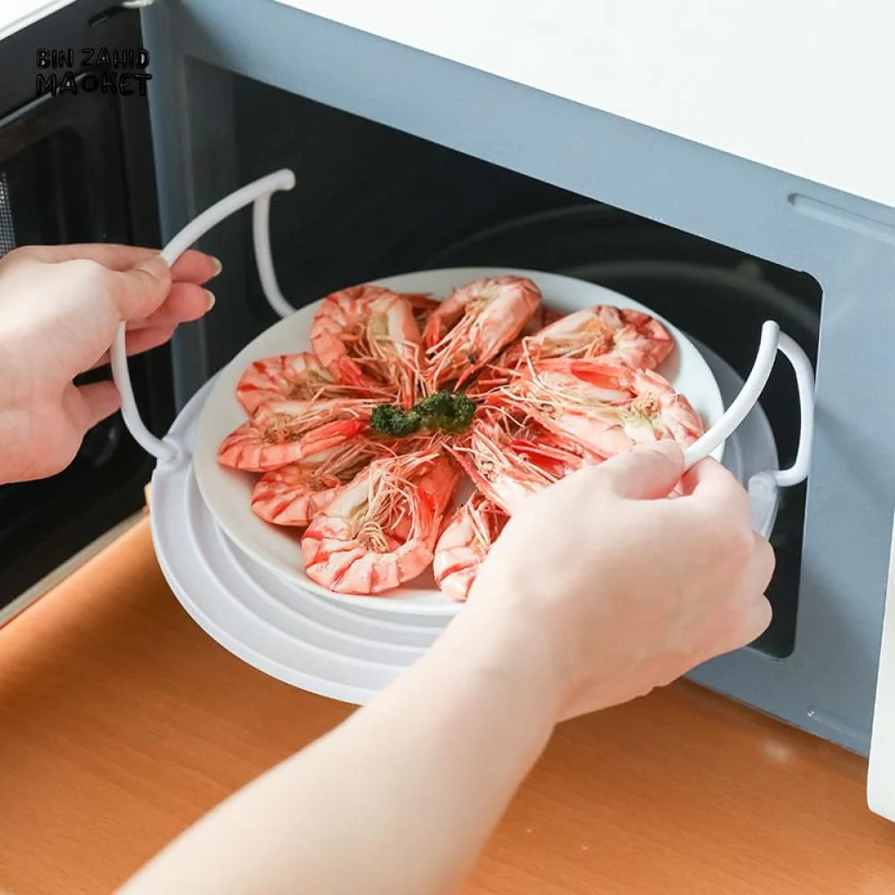 MULTIFUNCTION INSULATED HEATING TRAY – MICROWAVE STEAMING RACK & SHELF PLASTIC KITCHEN GADGET COOKING TOOL - Image 4