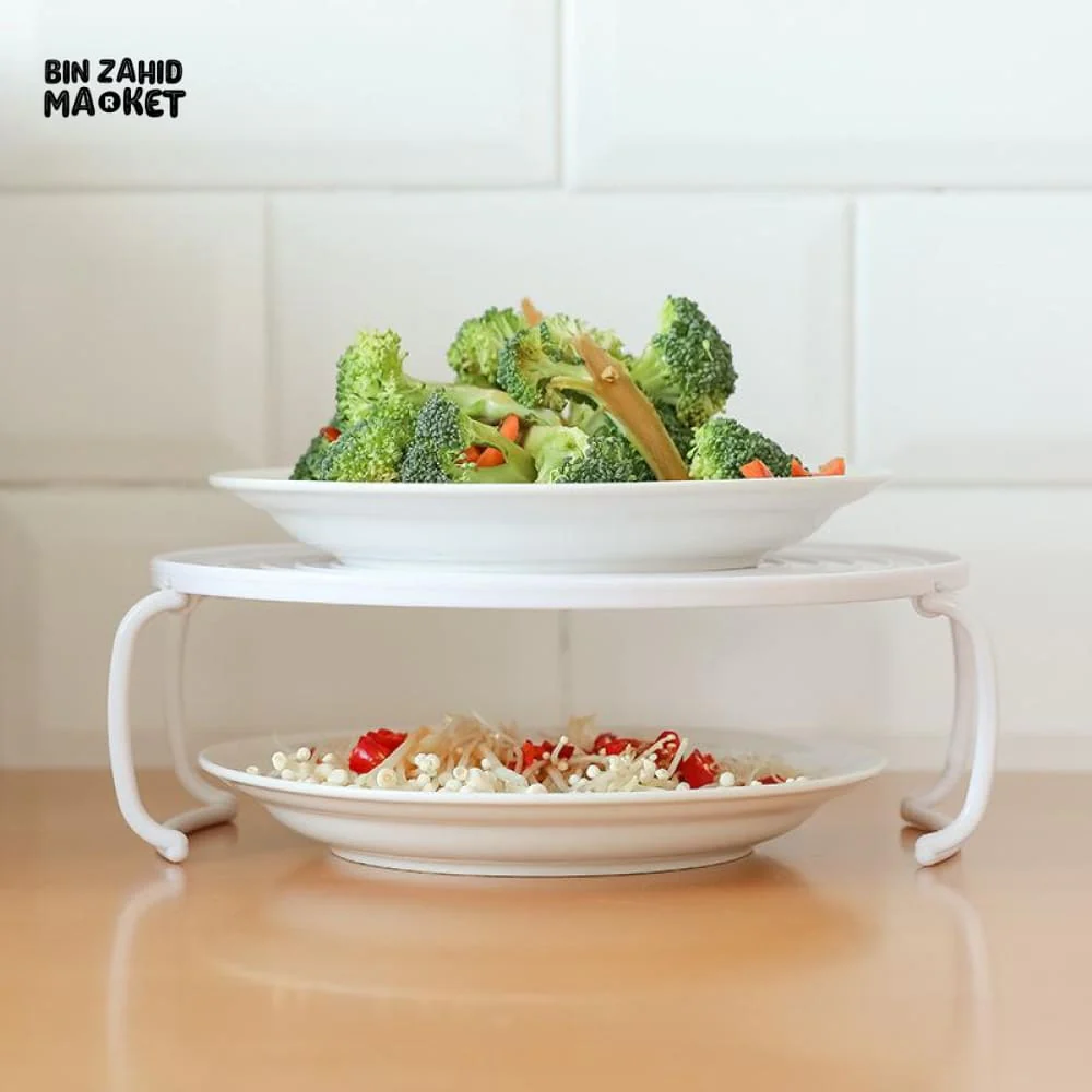 MULTIFUNCTION INSULATED HEATING TRAY – MICROWAVE STEAMING RACK & SHELF PLASTIC KITCHEN GADGET COOKING TOOL - Image 5