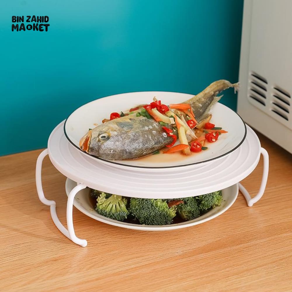 MULTIFUNCTION INSULATED HEATING TRAY – MICROWAVE STEAMING RACK & SHELF PLASTIC KITCHEN GADGET COOKING TOOL - Image 6