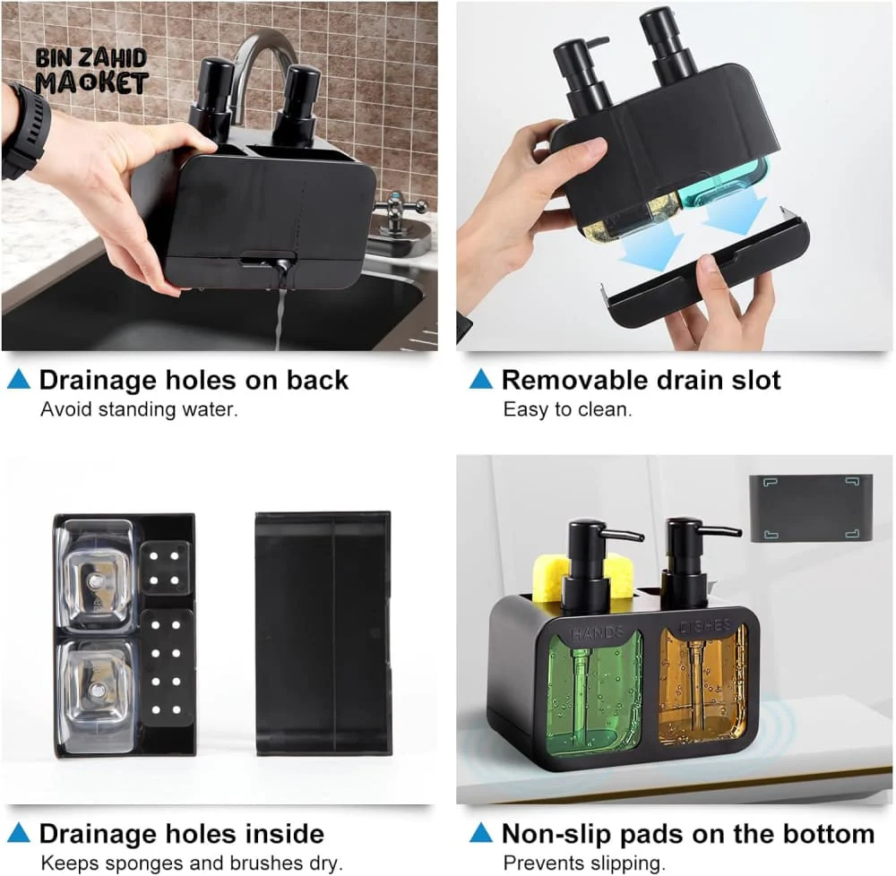 MULTIFUNCTION KITCHEN SINK ORGANIZER – 4-IN-1 SOAP DISPENSER & STORAGE SET - Image 6