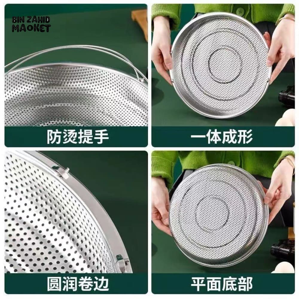 MULTIFUNCTION STAINLESS FOOD STEAMER STEAMING RACK BASKET WITH HANDLE EASY USE COOKING UTENSILS - Image 4
