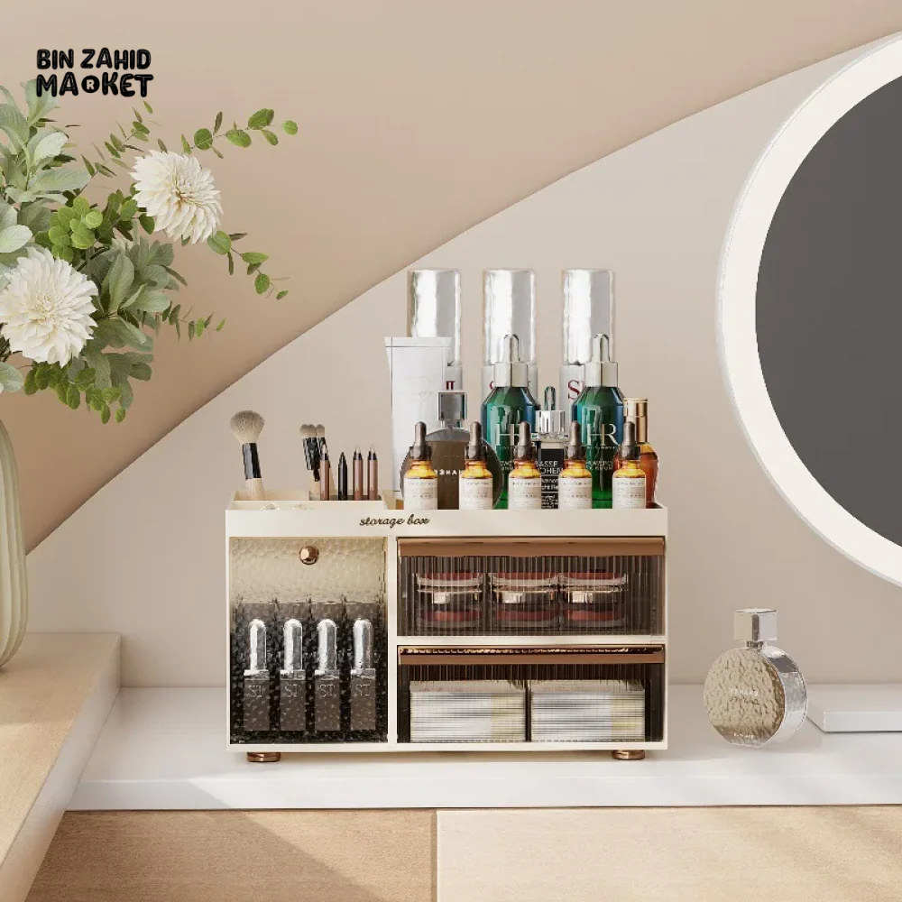 MULTIFUNCTIONAL DRAWER MAKEUP BOX COSMETIC & SKINCARE STORAGE FOR DESKTOP DORMITORY & VANITY - Image 2