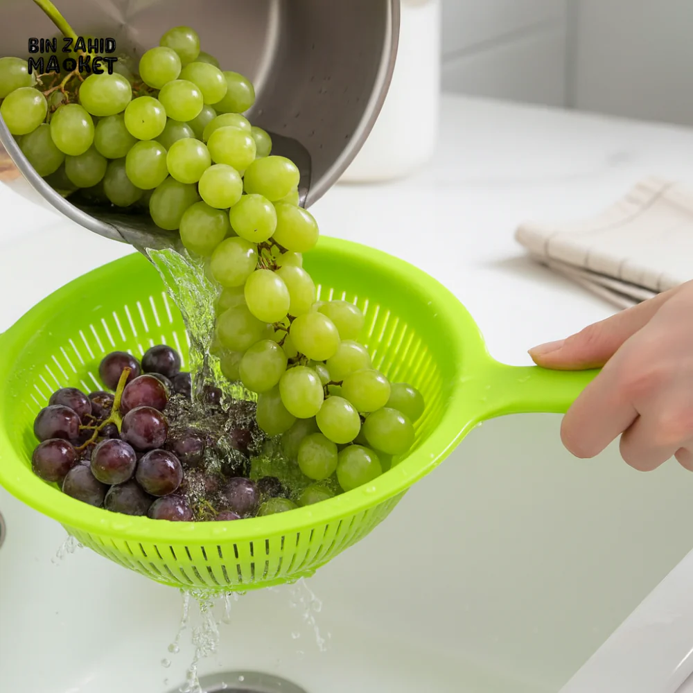 MULTIFUNCTIONAL KITCHEN STRAINER – VEGETABLE FRUIT AND RICE WASHING BASKET WITH HANDLE - Image 2