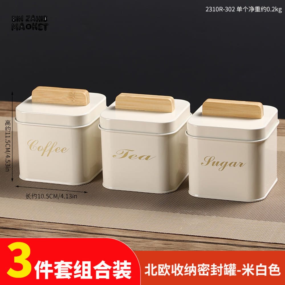 MULTIFUNCTIONAL SQUARE SEALED STORAGE JAR 3 PIECES  – AIRTIGHT CONTAINER FOR CEREALS SNACKS DRIED FRUITS TEA CANDY & KITCHEN ORGANIZATION WHITE - Image 2