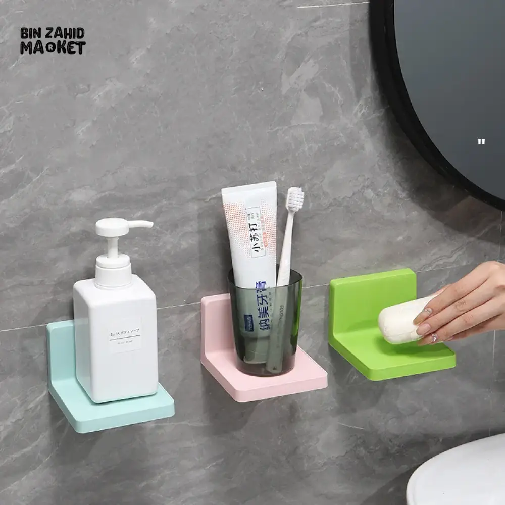 MULTIFUNCTIONAL WALL STORAGE RACK – NO-DRILL ADHESIVE SHELF FOR SOAP SPONGE KEYS & REMOTES - Image 4