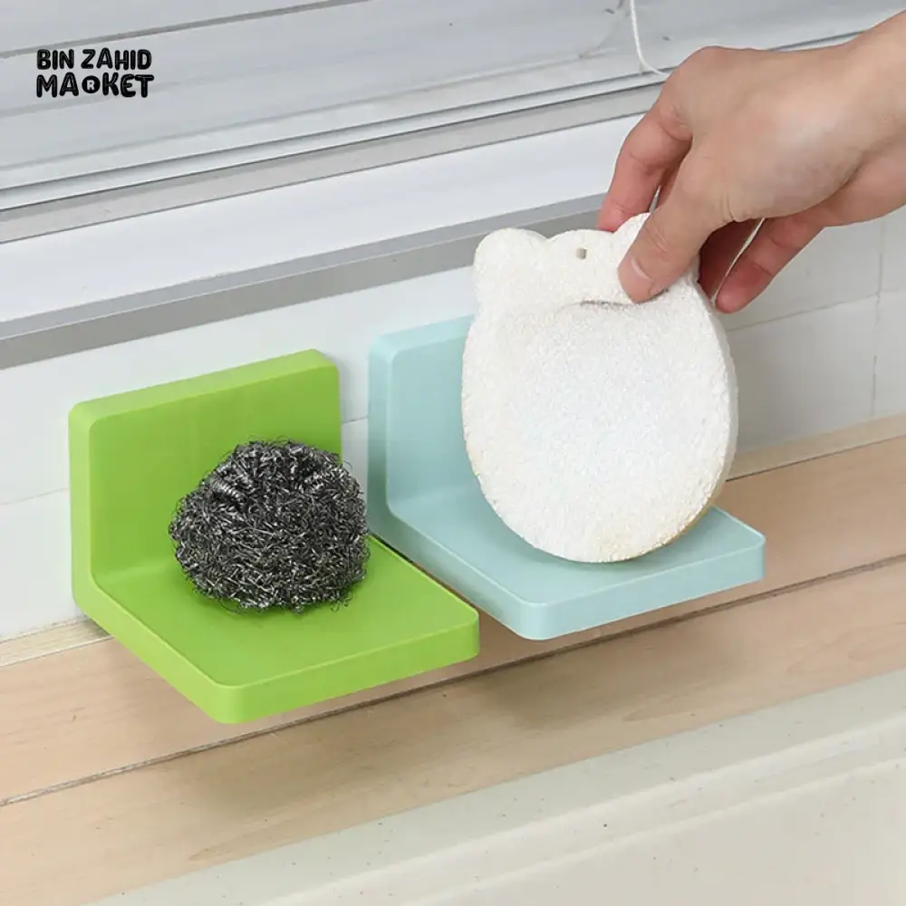 MULTIFUNCTIONAL WALL STORAGE RACK – NO-DRILL ADHESIVE SHELF FOR SOAP SPONGE KEYS & REMOTES - Image 5