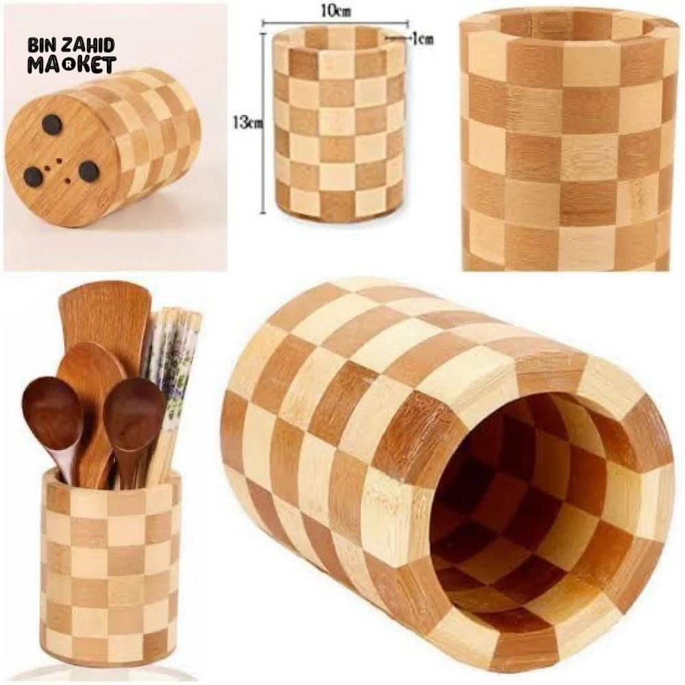 NATURAL WOOD SPOON STAND – COUNTERTOP UTENSIL HOLDER - Image 3