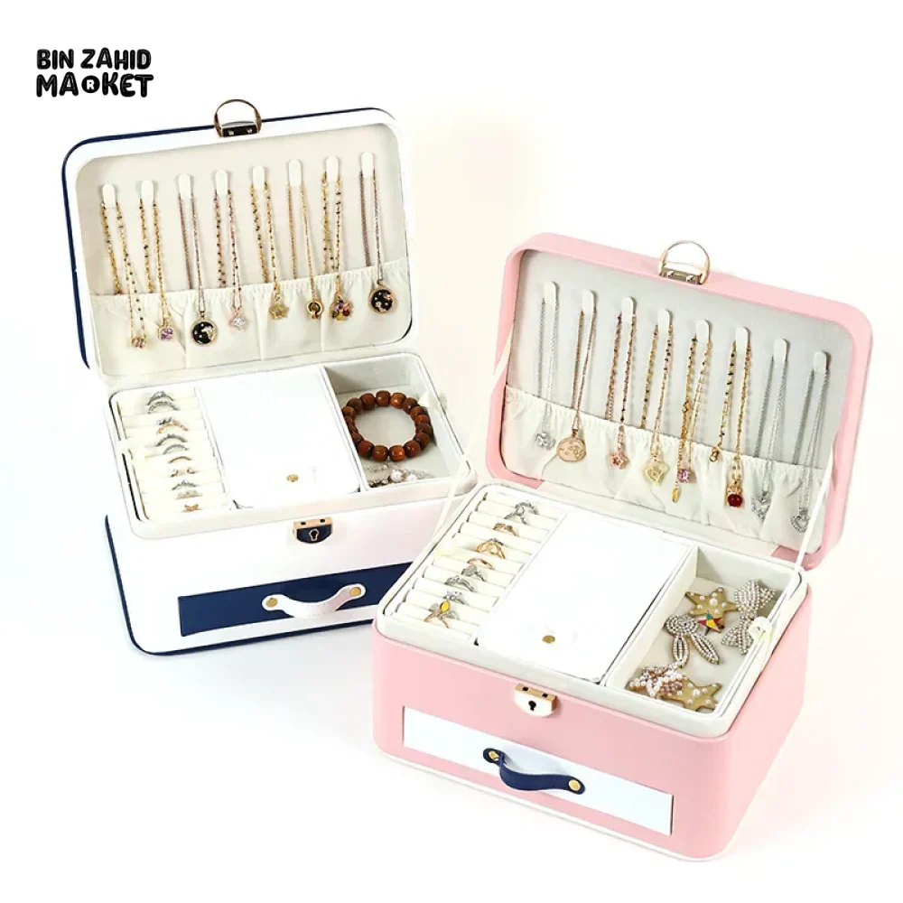 NEW LEATHER JEWELRY BOX PACKAGING BOX FOR NECKLACE HAIRPIN & PEARL ACCESSORIES - CHILDREN'S DESKTOP JEWELRY ORGANIZER - Image 3