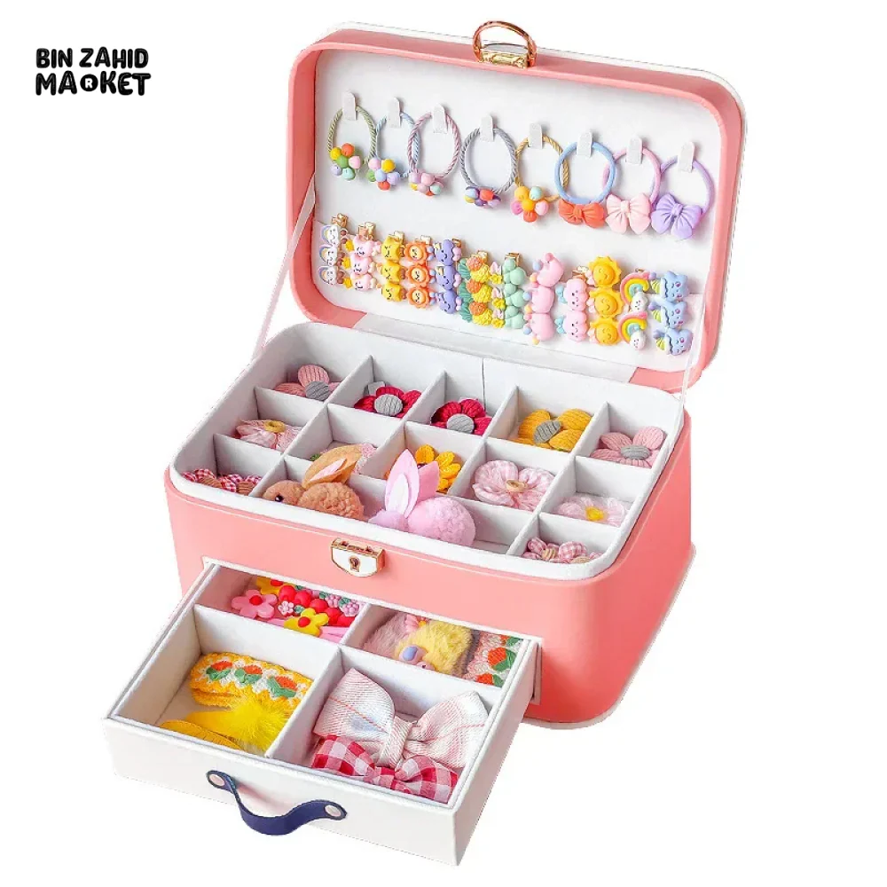 NEW LEATHER JEWELRY BOX PACKAGING BOX FOR NECKLACE HAIRPIN & PEARL ACCESSORIES - CHILDREN'S DESKTOP JEWELRY ORGANIZER - Image 7